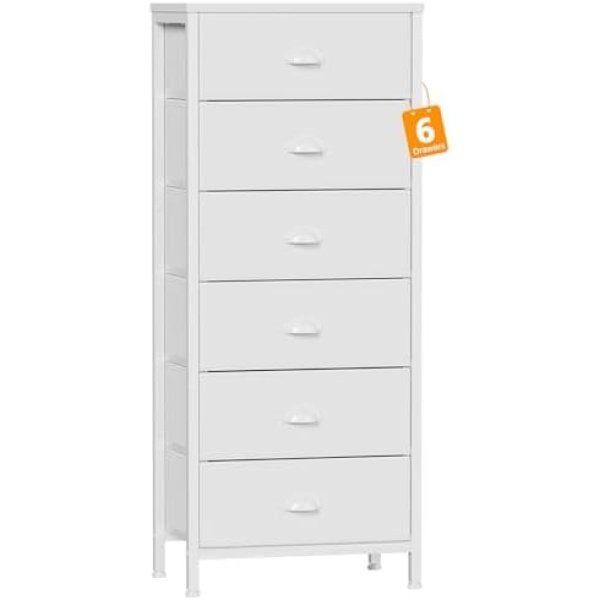 Furnulem White Tall Dresser for Bedroom,Vertical Storage Tower Unit and End