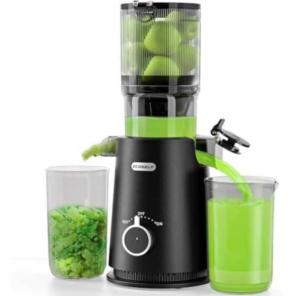 Juicer Machines, ECOSELF Cold Press Juicer with 4.35" Large Feed Chute Fit Whole