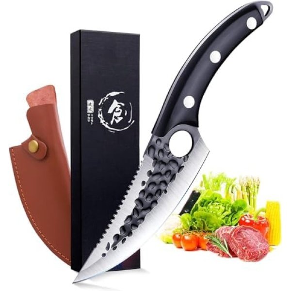 Golden Bird Meat Cleaver Knife - 5.5 Inch Viking Knife with Sheath, Carbon Steel