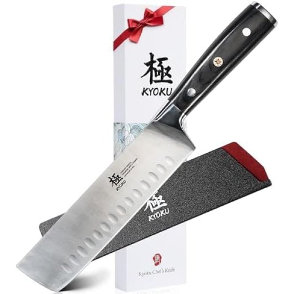 KYOKU Samurai Series - Nakiri Japanese Vegetable Knife 7" - Full Tang - Japanese