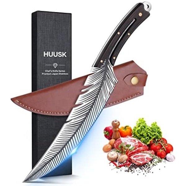 Huusk Japan Knife Feather Knife Hand Forged Viking Knife High Carbon Steel