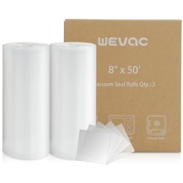 Wevac Vacuum Sealer Bags 8x50 Rolls 2 pack