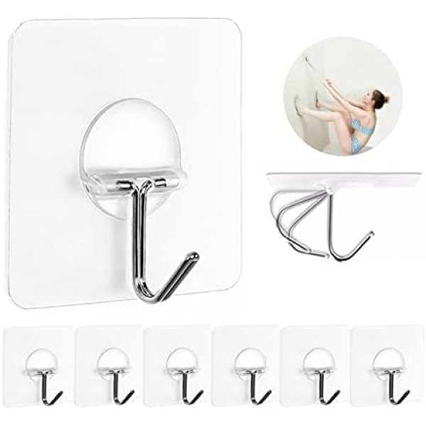 Wall Hook 13lb(Max) Transparent Seamless Coat Hooks,Waterproof and