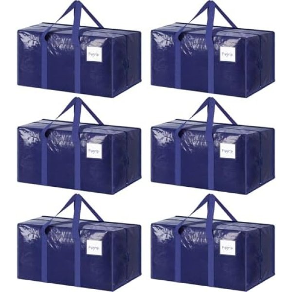 6 Pack Extra Heavy Duty Large Moving Bags with Strong Zipper & Comfortable