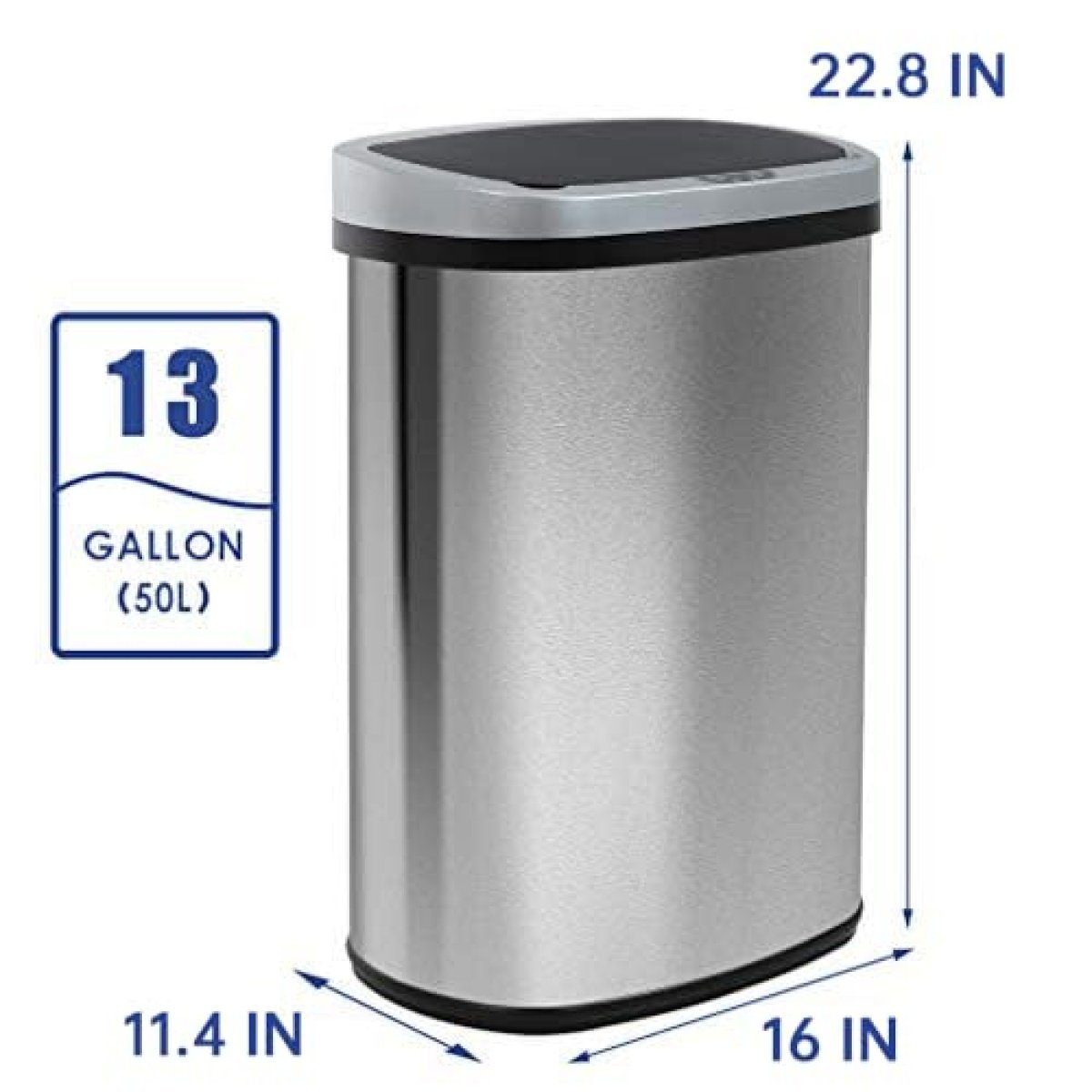 Kitchen Trash Can with Lid, 13 Gallon Automatic Garbage Can for ...
