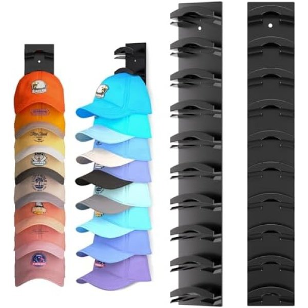 Hat Organizer for Baseball Caps 2Pack, Hat Rack for Wall with Strong Adhesive