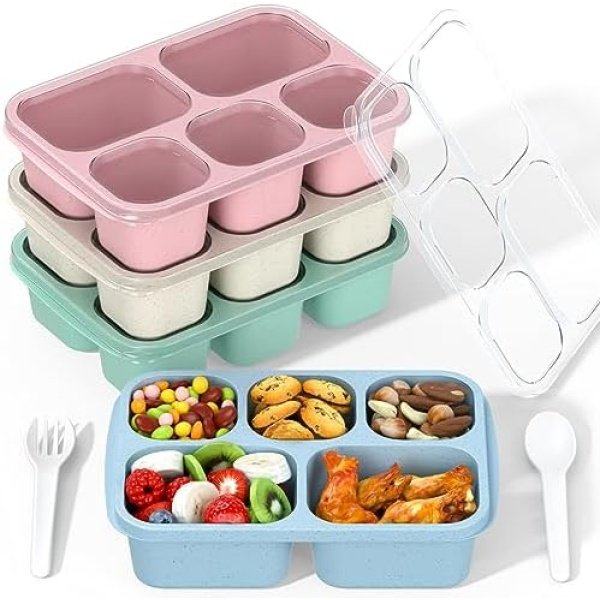 Bento Box Adult Lunch Box - 4 Pack, 5 - Compartment Meal Prep Container
