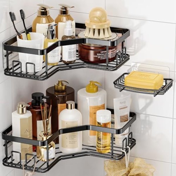 MAXIFFE Shower Caddy Organizer, 3-Pack Corner Shower Caddy Organizer Shelves
